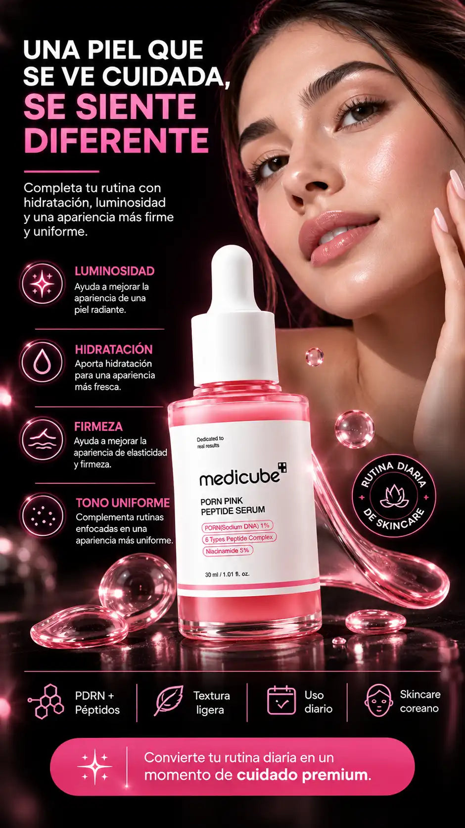 Medicube PDRN Pink Peptide Serum cuidado diario